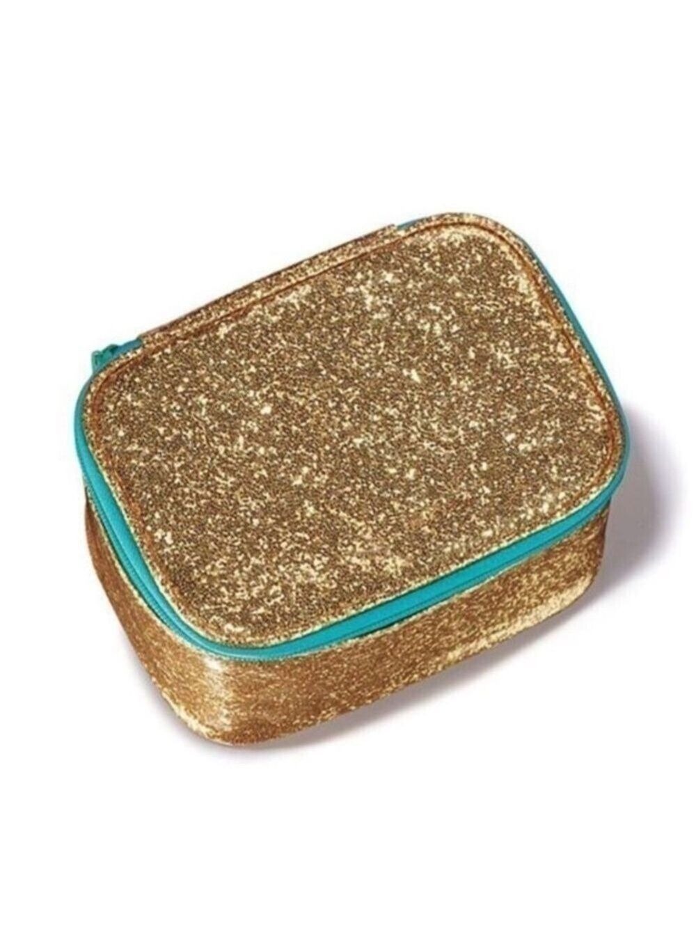 Avon Let It Glow Skincare zippered storage Bag Woman’s Gold and Teal